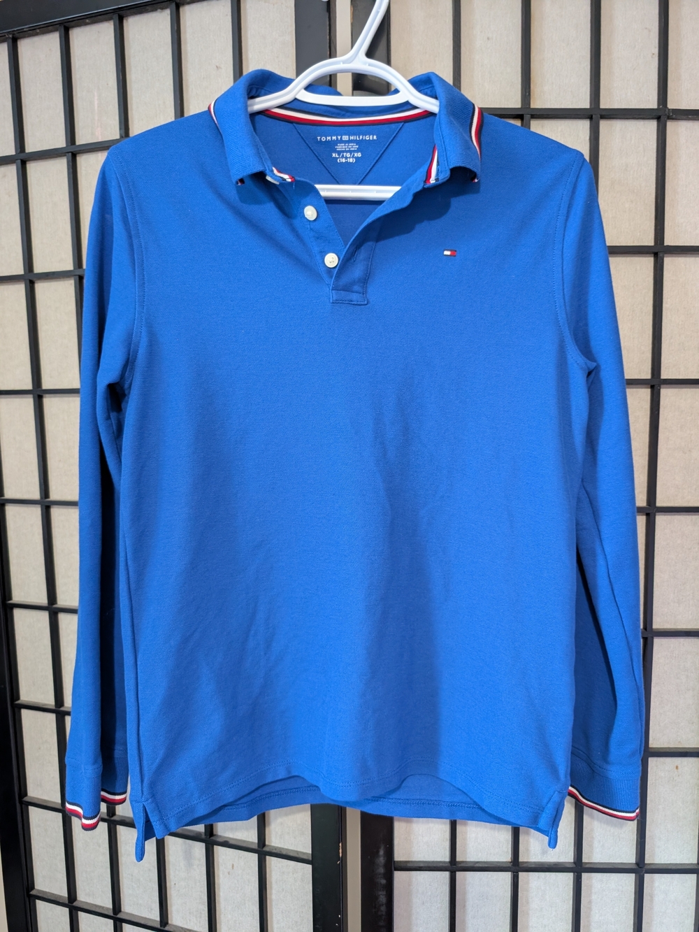 Tommy Hilfiger Kids Royal Blue Long-Sleeve Polo with Signature Trim